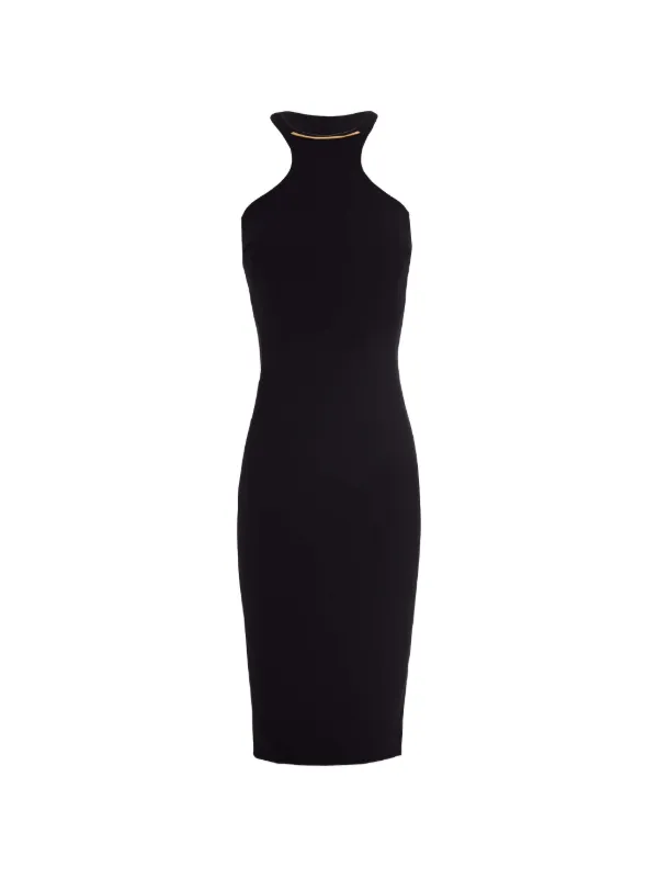 elisabetta franchi halterneck dress in jersey Elisabetta Franchi Halterneck Midi Dress | Black