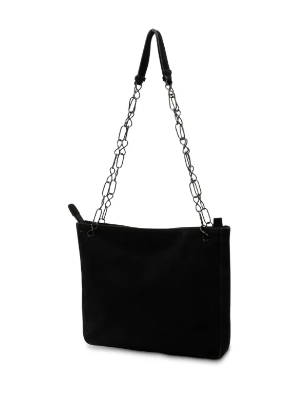 バッグ vintage prada suede chain shoulder bag Prada Pre-Owned 2000-2025 Suede Chain Shoulder Bag | Black | FARFETCH