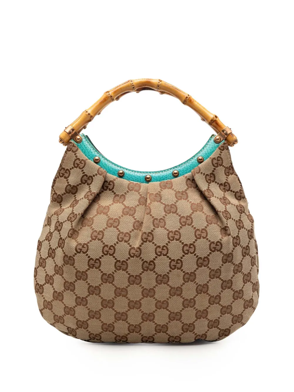 Gucci Pre-Owned 2000-2015 Studded GG Canvas Bamboo hobo bag - Marrone