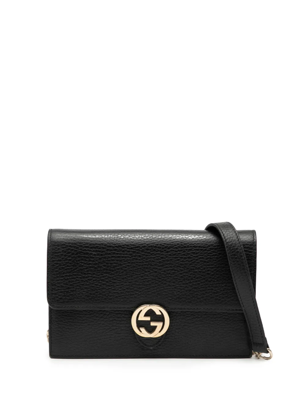 Gucci Pre-Owned 2016-2025 Leather Interlocking G Dollar Wallet on Chain crossbody bag - Nero