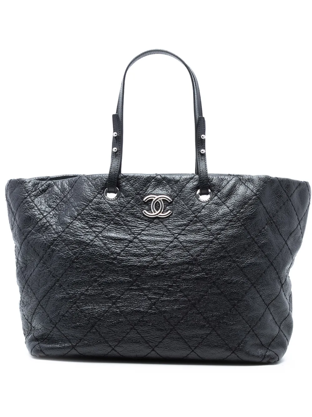 CHANEL Pre-Owned 2009-2010 Large Glazed Calfskin On The Road tote bag - Nero