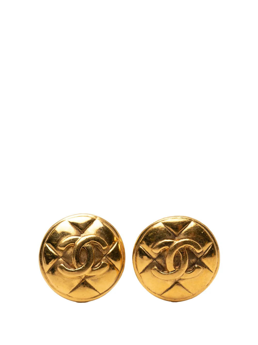 CHANEL Pre-Owned 20th Century CC Quilted Gold Plated Round Clip on Earrings costume earrings - Oro
