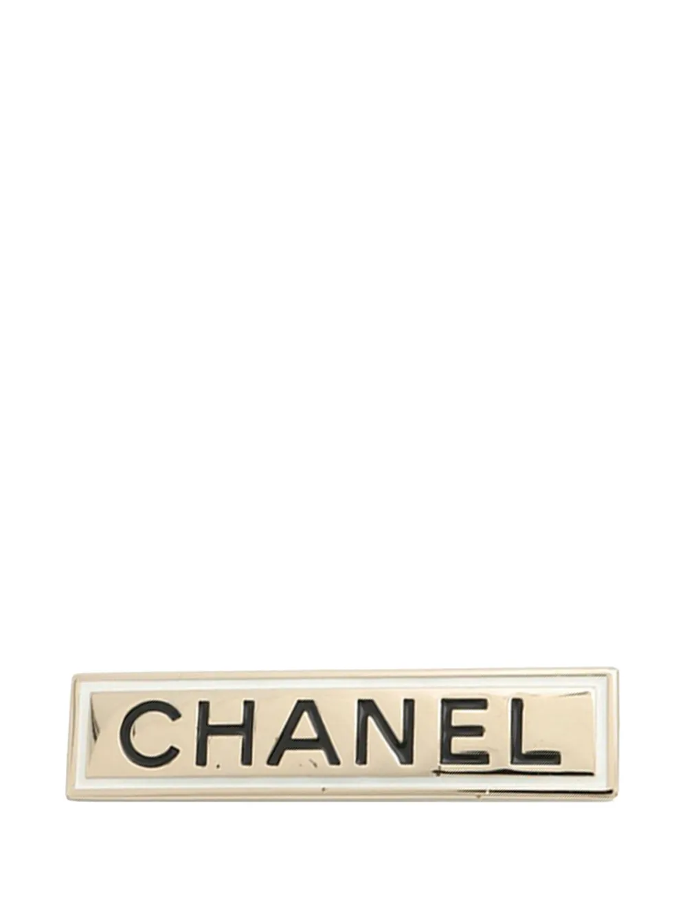 CHANEL Pre-Owned 2021 Gold Plated Logo Plate Brooch costume brooch