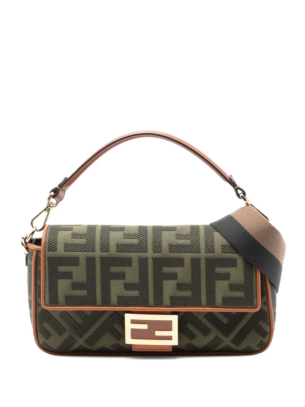 Fendi Pre-Owned 2010-2025 Zucca Embroidered Canvas Baguette satchel - Marrone