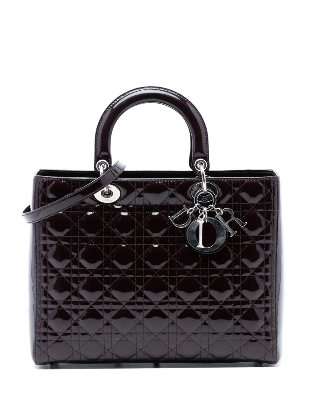 Christian Dior Pre-Owned 2010 Large Patent Cannage Lady Dior satchel - Viola