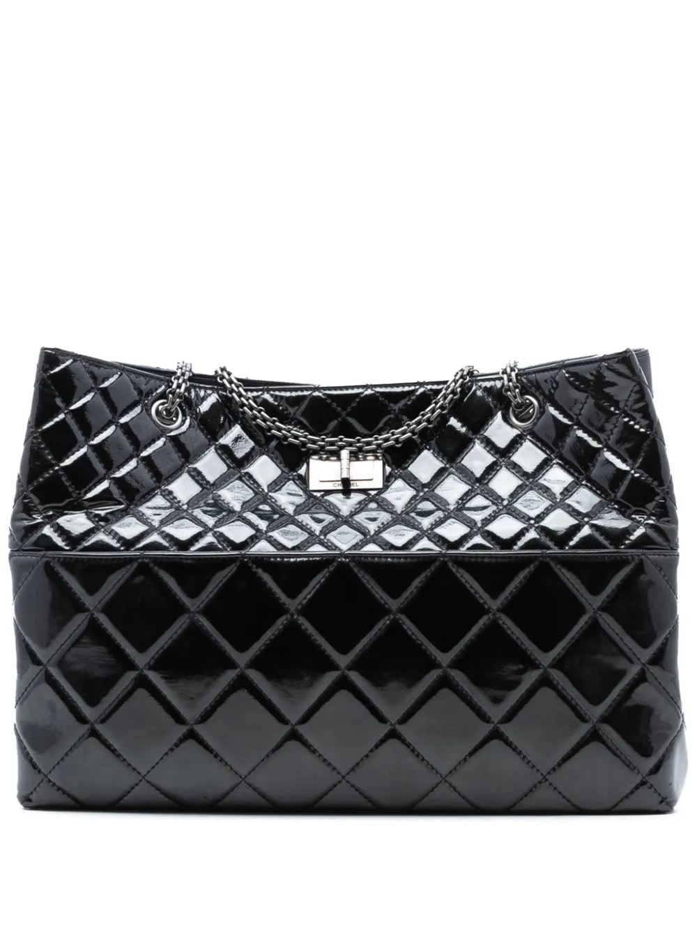 CHANEL Pre-Owned 2010-2011 Quilted Patent Reissue 2.55 tote bag - Nero