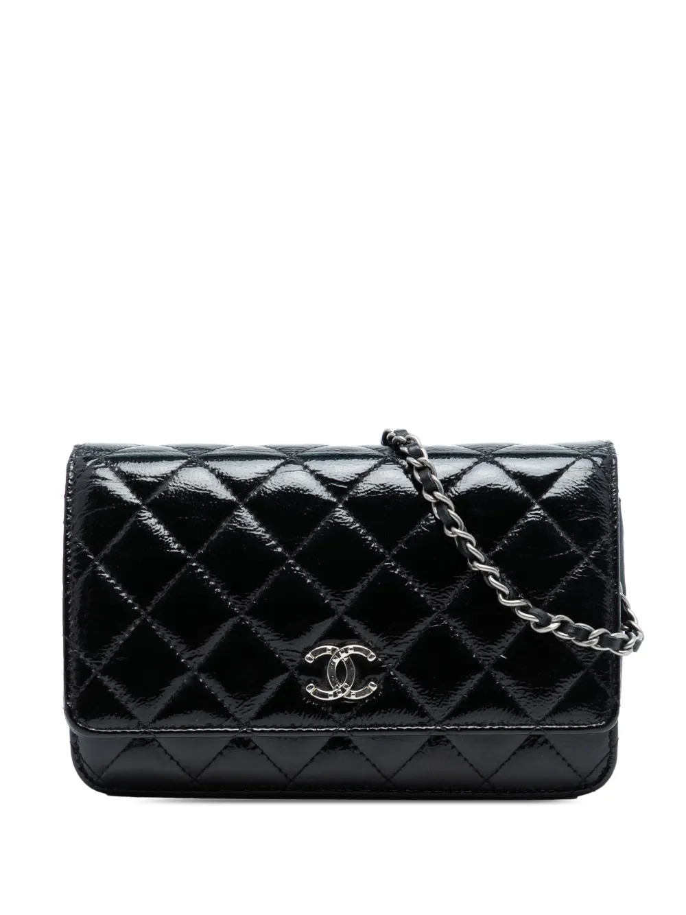 CHANEL Pre-Owned 2014 CC Quilted Patent Wallet On Chain crossbody bag - Nero