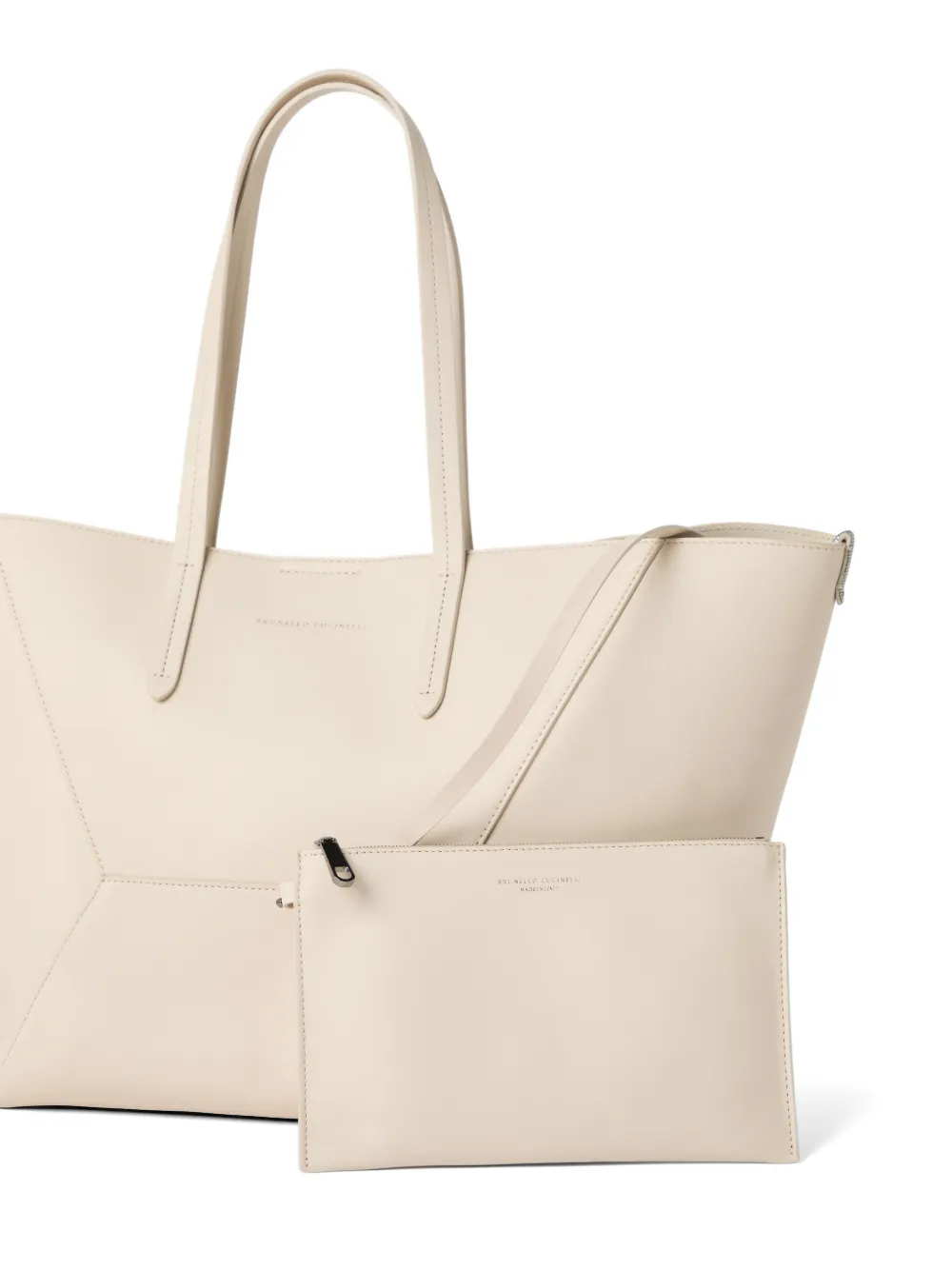 Brunello Cucinelli BC Duo leren shopper Beige