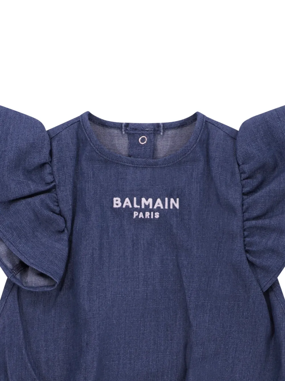  Balmain Kids Ruffled Romper - Blue 