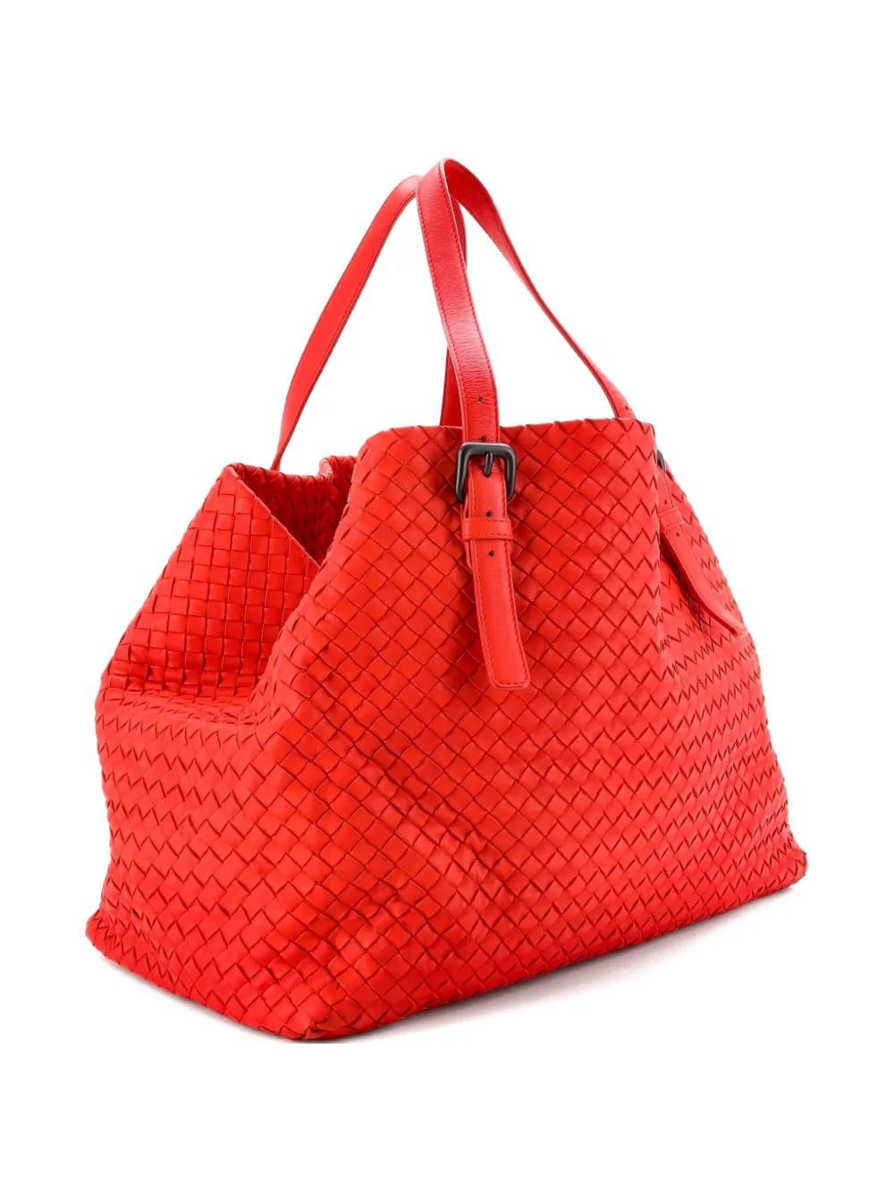 Bottega Veneta Pre-Owned Borsa tote A-Shape grande in nappa con design Intrecciato - Rosso