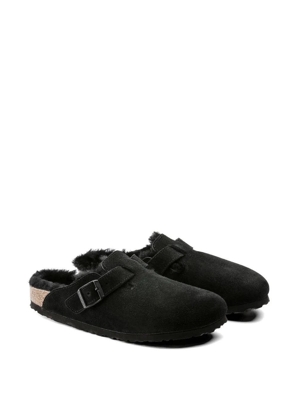 Birkenstock Boston suède slippers Zwart