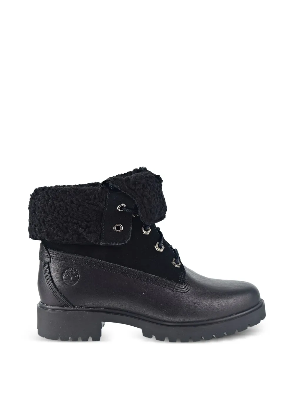 Timberland Jayne Fleece Fold-down Boots In Black