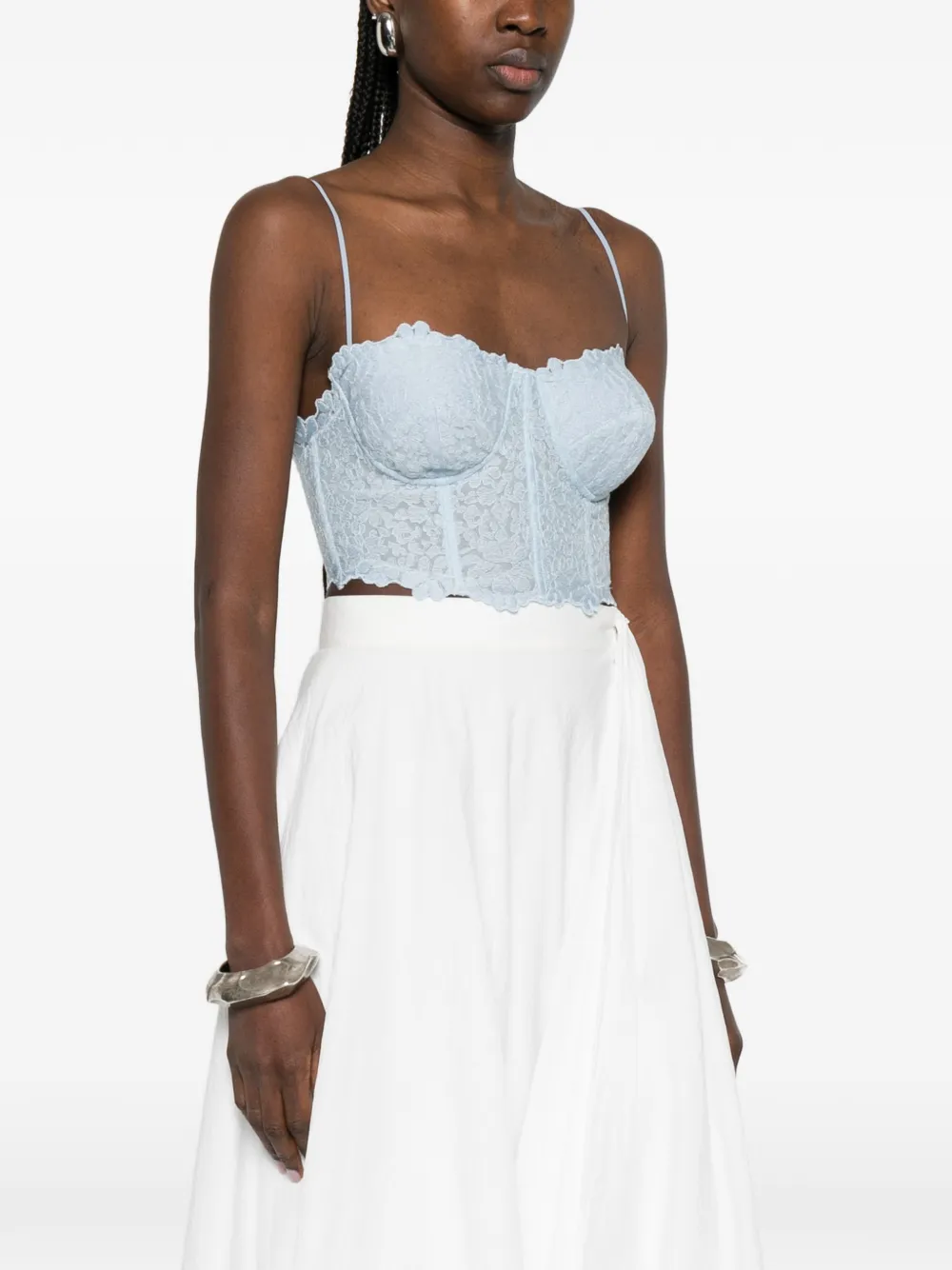  Ermanno Scervino Lace Spaghetti-strap Top - Blue 
