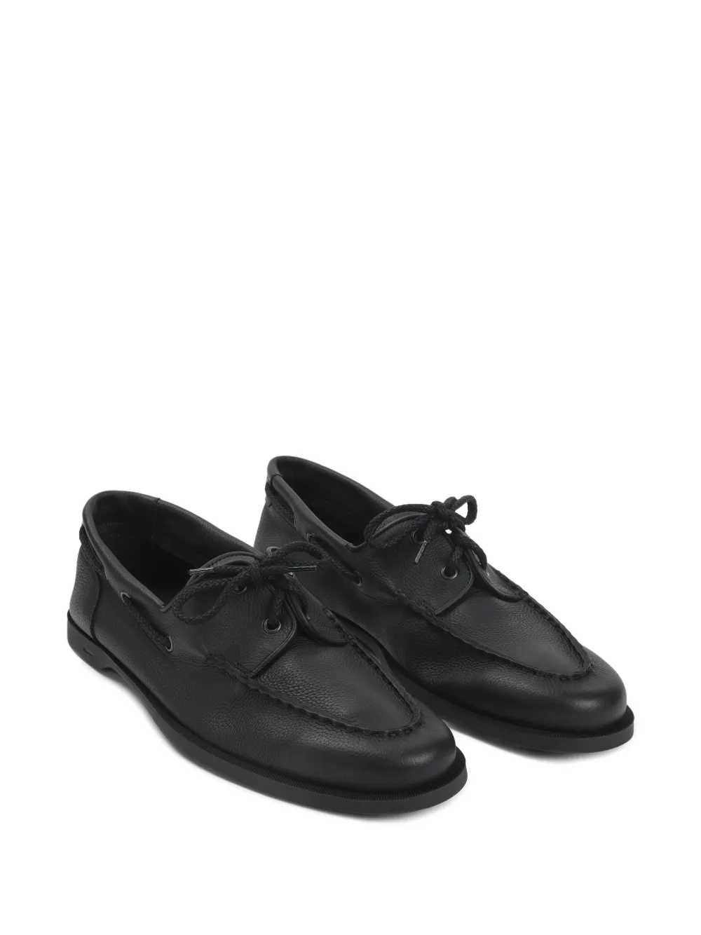 John Lobb round-toe boat shoes - Zwart