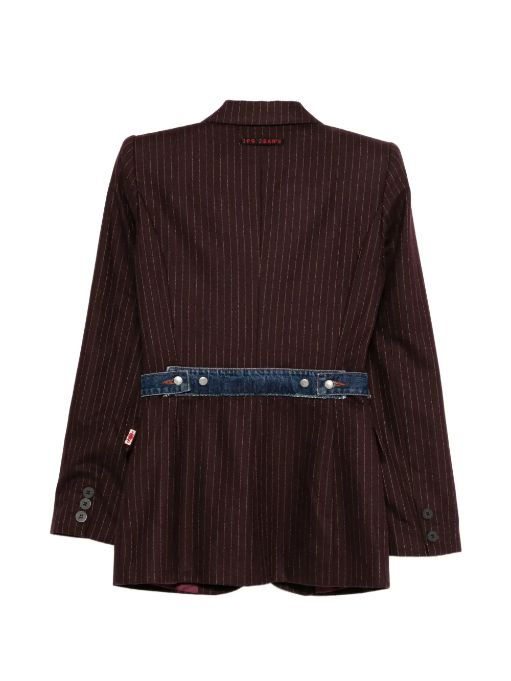 pinstripe denim blazer