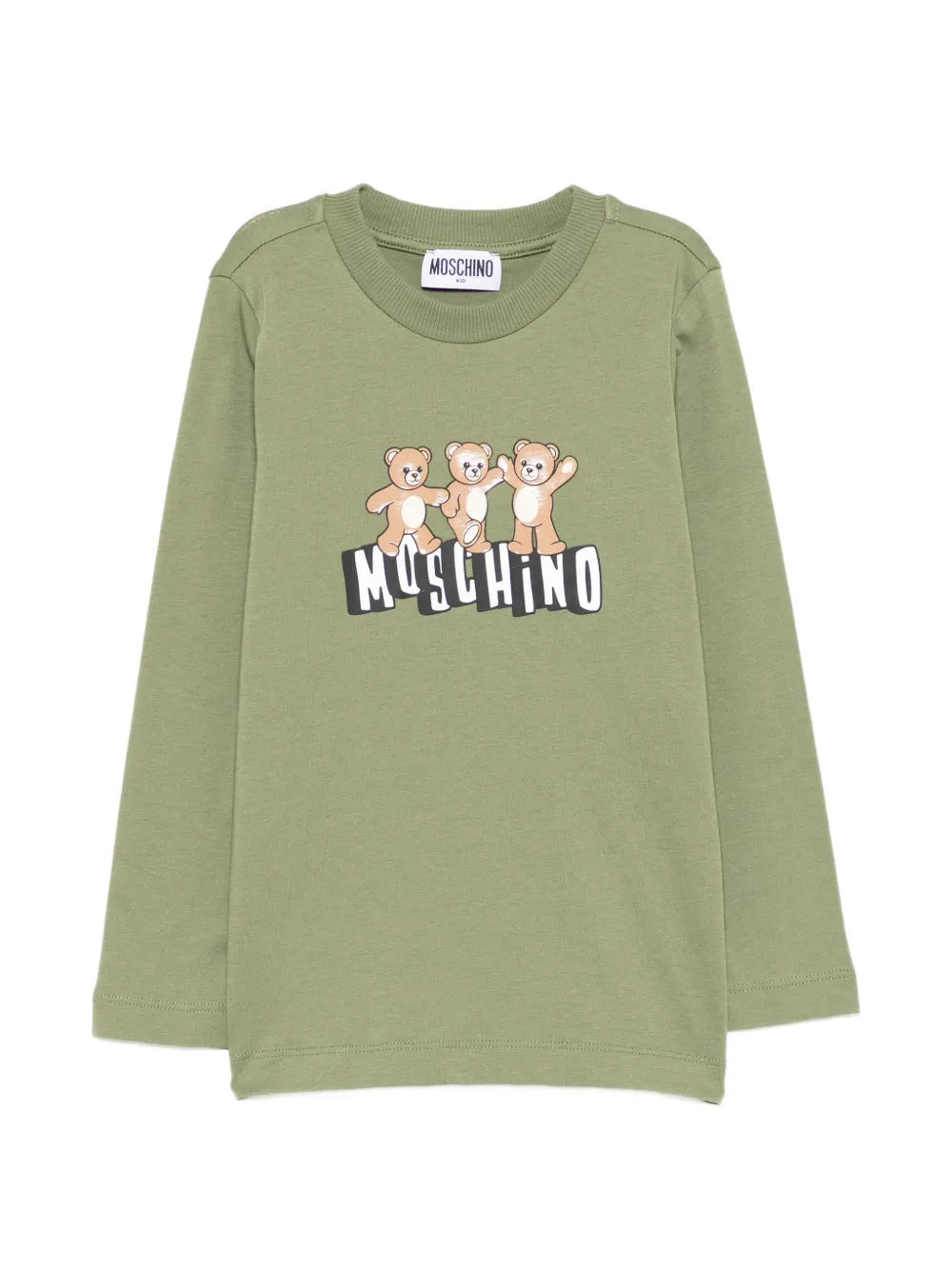 Moschino Kids bear print long-sleeve top - Verde