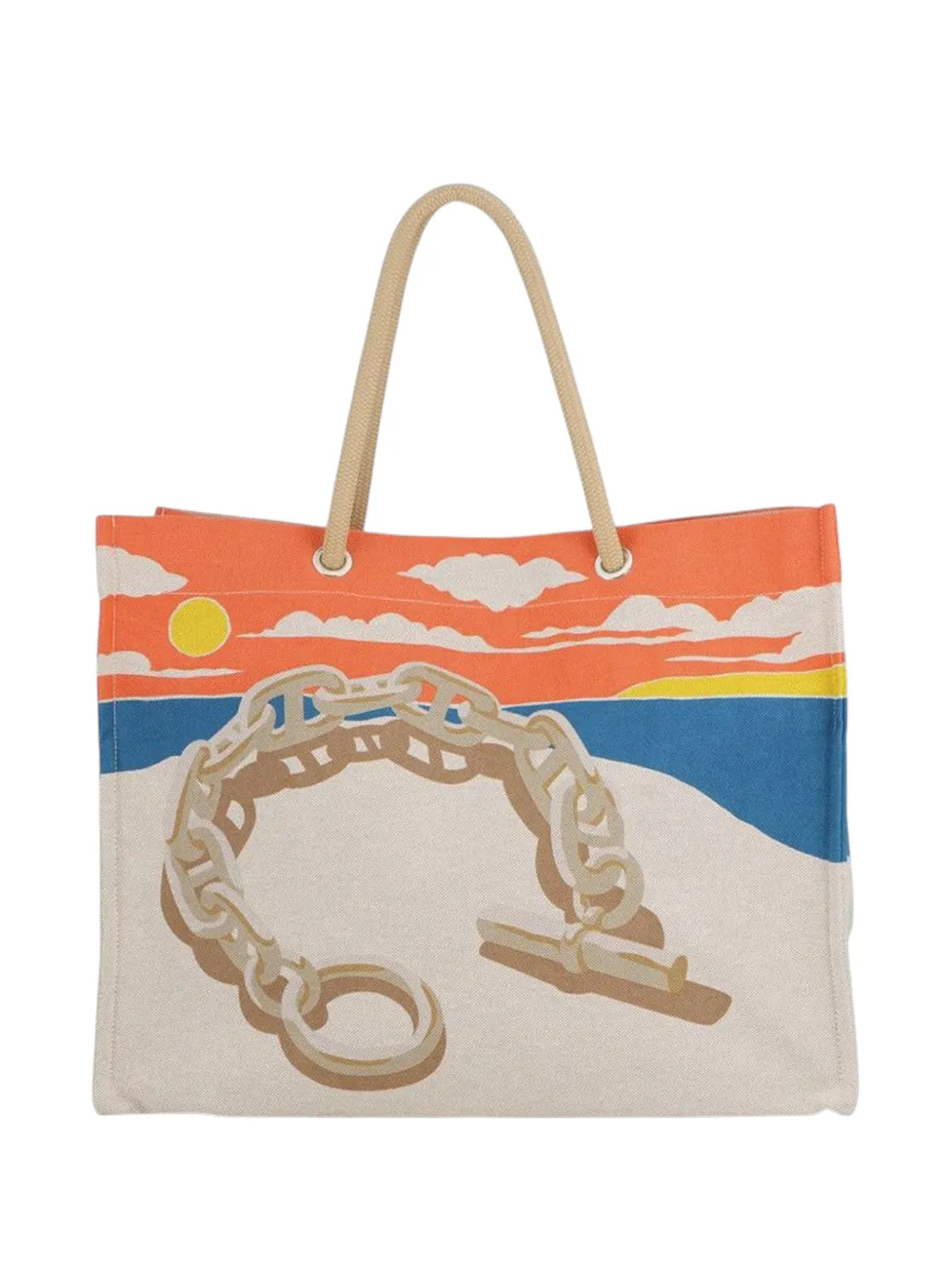 Hermès Pre-Owned 2023-2025 Toile Escale a la Plage Beach Bag tote bag - Marrone