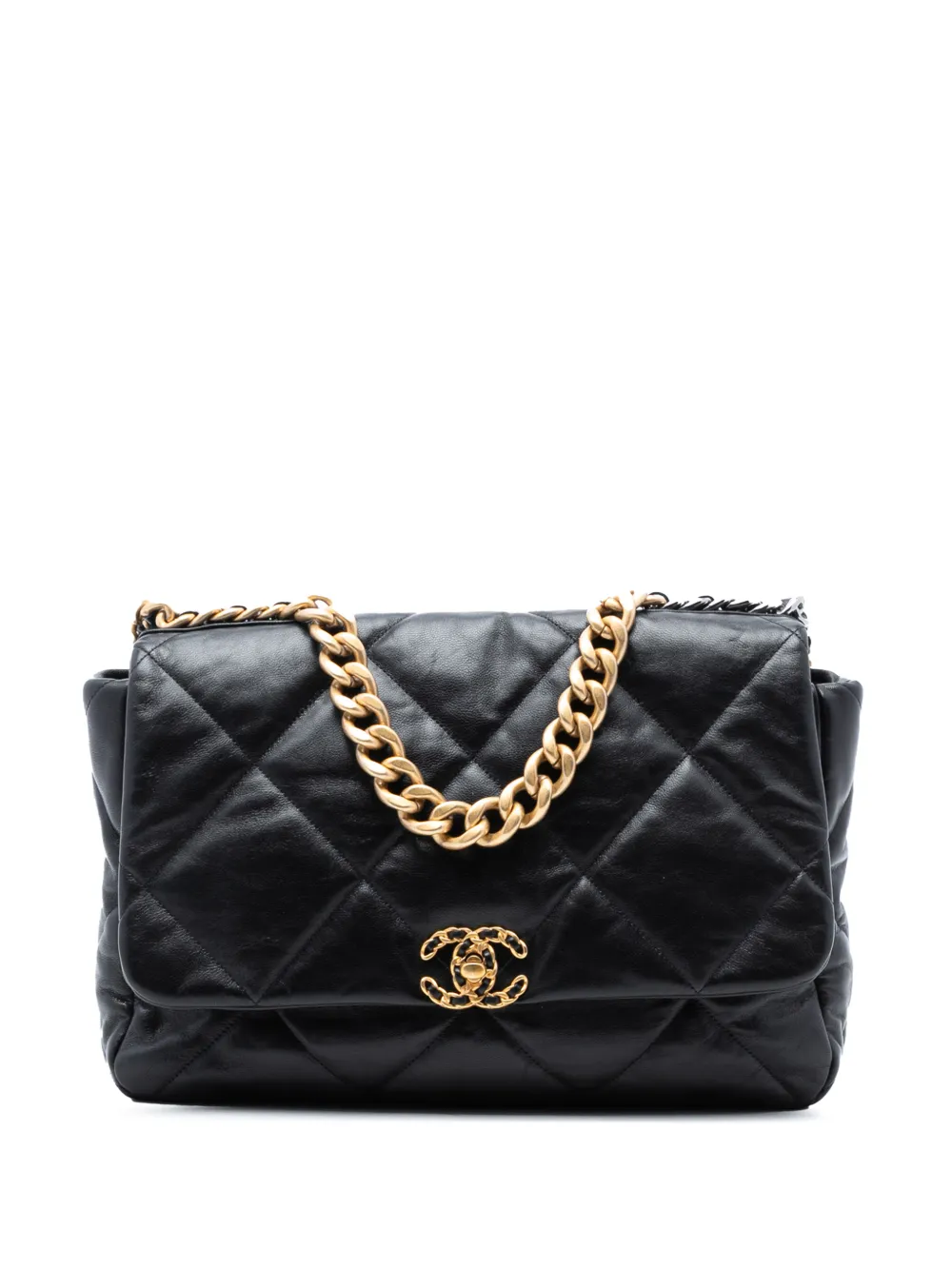 CHANEL Pre-Owned 2020 Maxi Lambskin 19 Flap satchel - Nero
