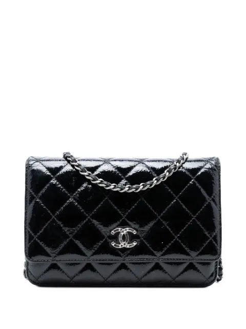 CHANEL Pre-Owned 2014 CC Quilted Shiny Aged Calfskin Wallet On Chain crossbody bag
