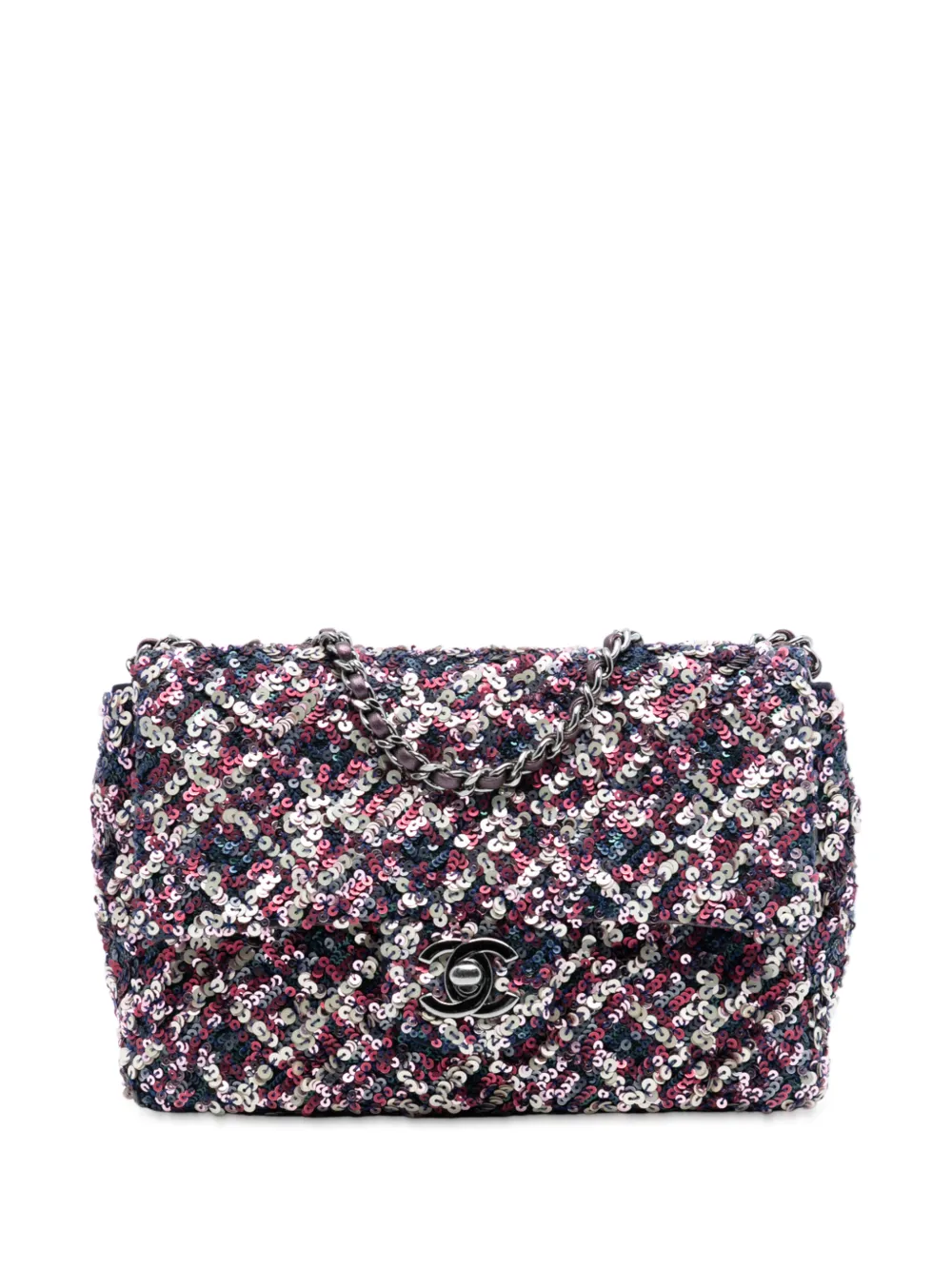 CHANEL Pre-Owned 2019 CC Quilted Lambskin Sequin Single Flap shoulder bag - Viola