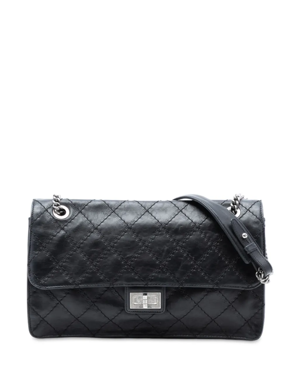 CHANEL Pre-Owned 2012 Embossed CC Quilted Aged Calfskin Reissue 2.55 Single Flap 227 shoulder bag - Nero