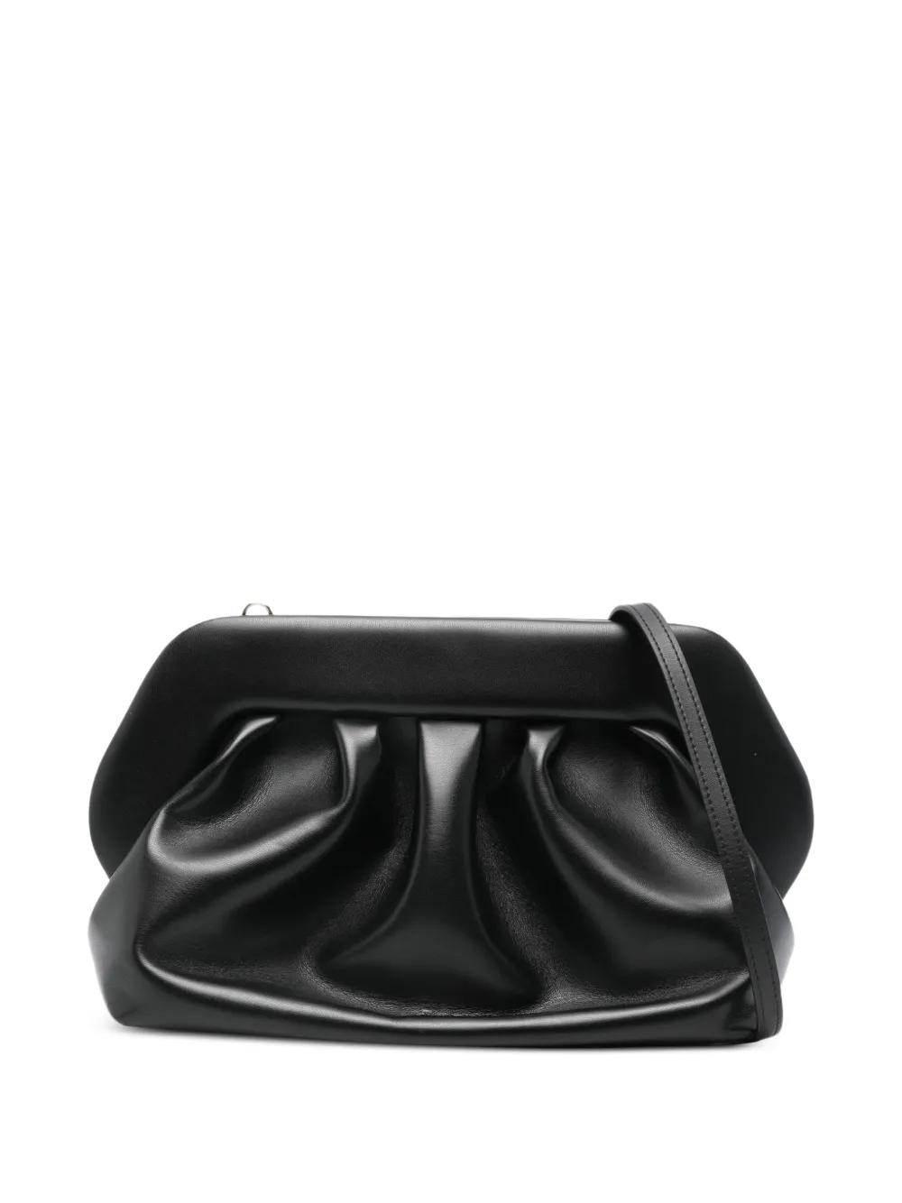 Themoirè Ruched shoulder clutch bag - Nero