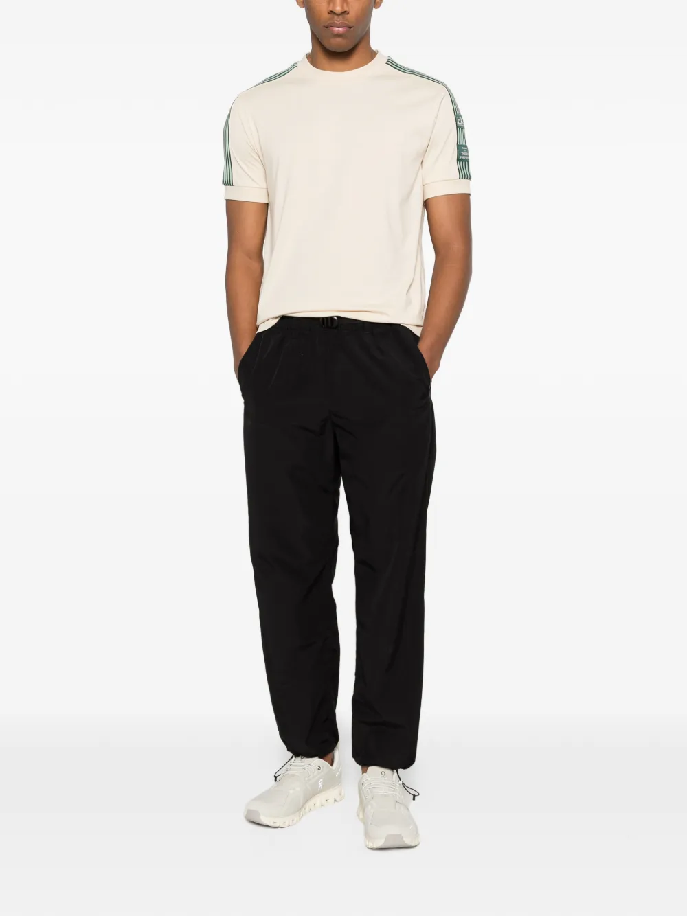 Ea7 Emporio Armani T-shirt met gestreept detail Beige