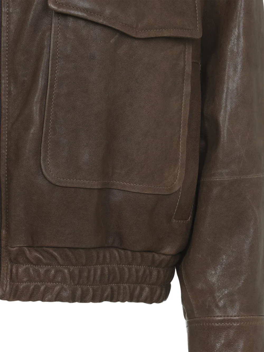  Brunello Cucinelli Flap-pocket Leather Jacket - Brown 