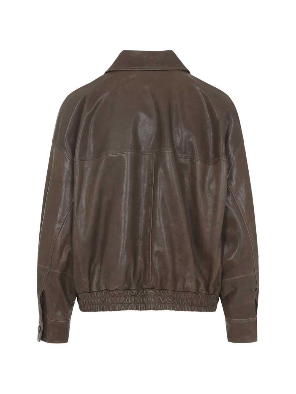  Brunello Cucinelli Flap-pocket Leather Jacket - Brown 