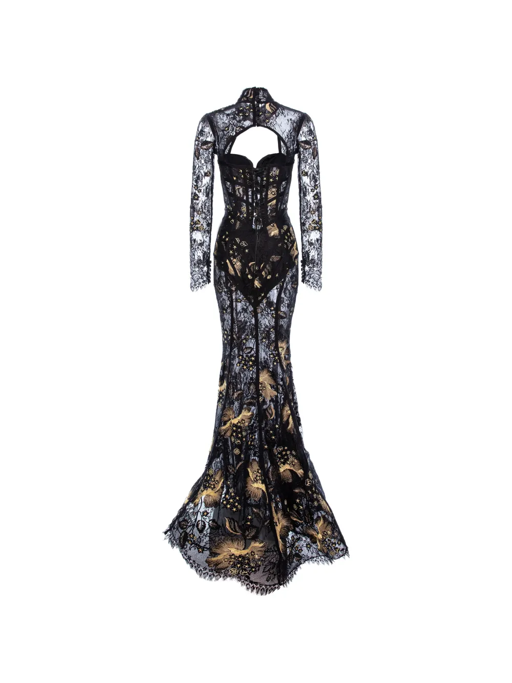 MITILIANE COUTURE Maxi-jurk met geborduurd kant Zwart
