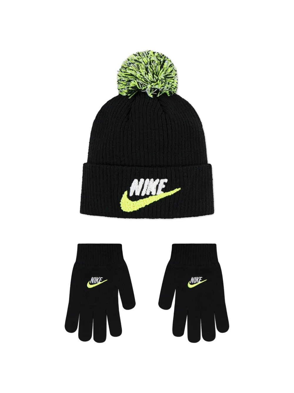 Nike Kids logo gloves and beanie hat set (set of two) - Nero