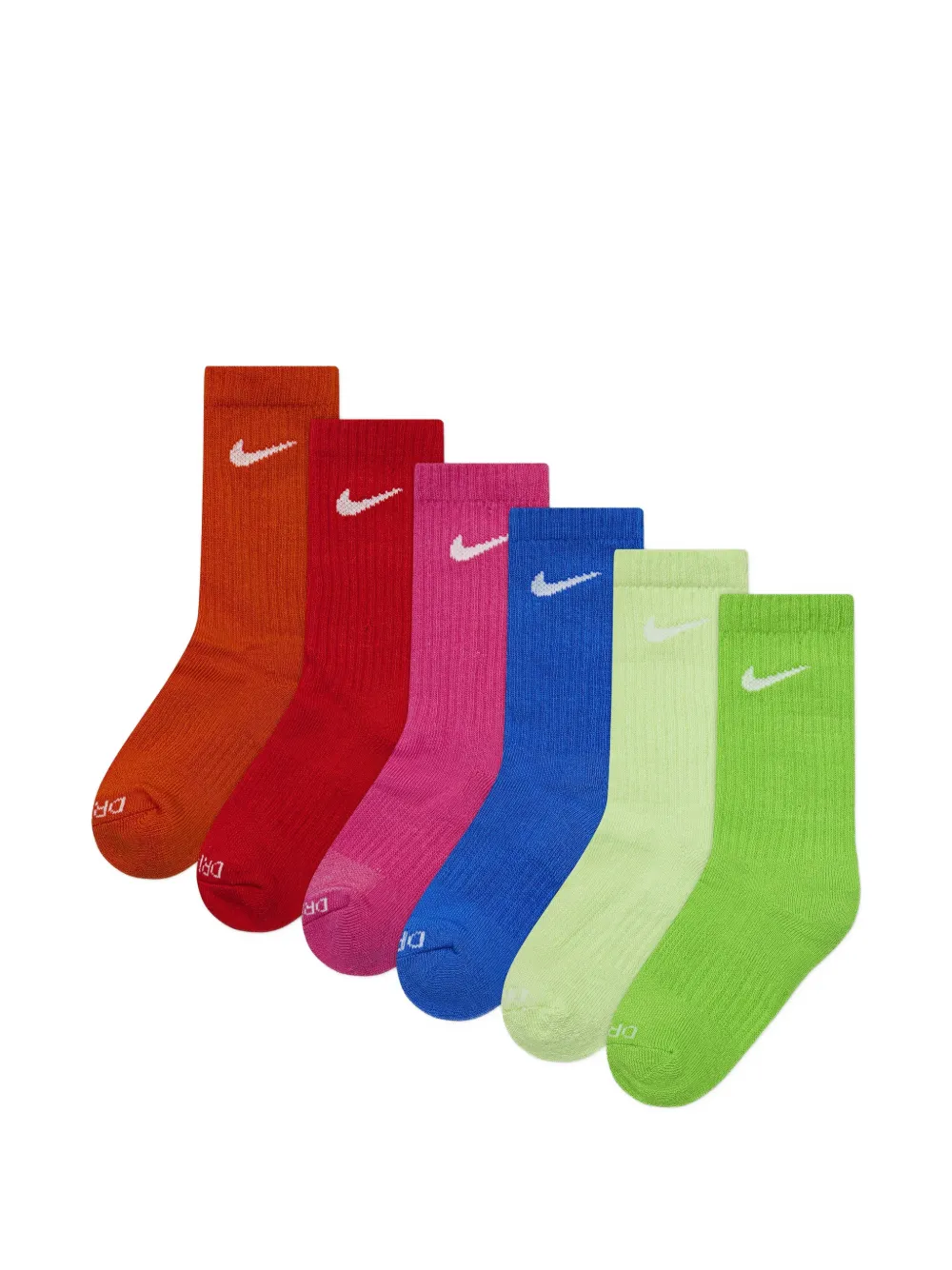 Nike Kids logo crew socks (set of six) - Verde