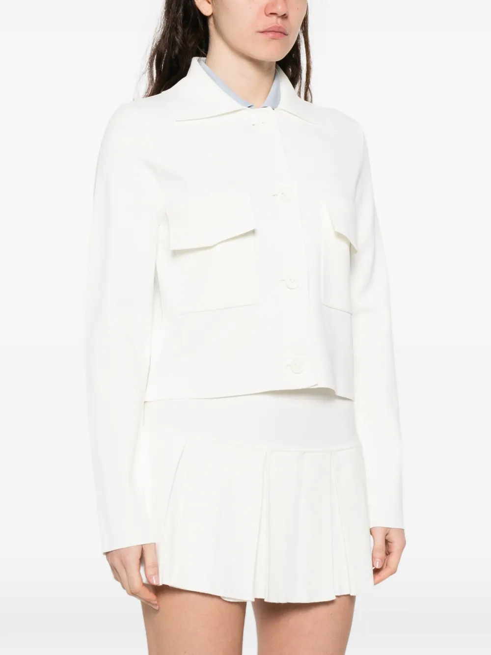  P.a.r.o.s.h. Flap-pocket Buttoned Cardigan - White 