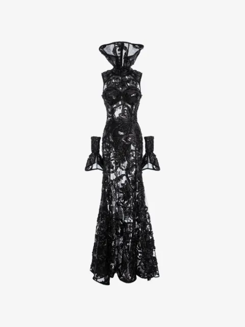 MITILIANE COUTURE orchid-embroidered maxi dress