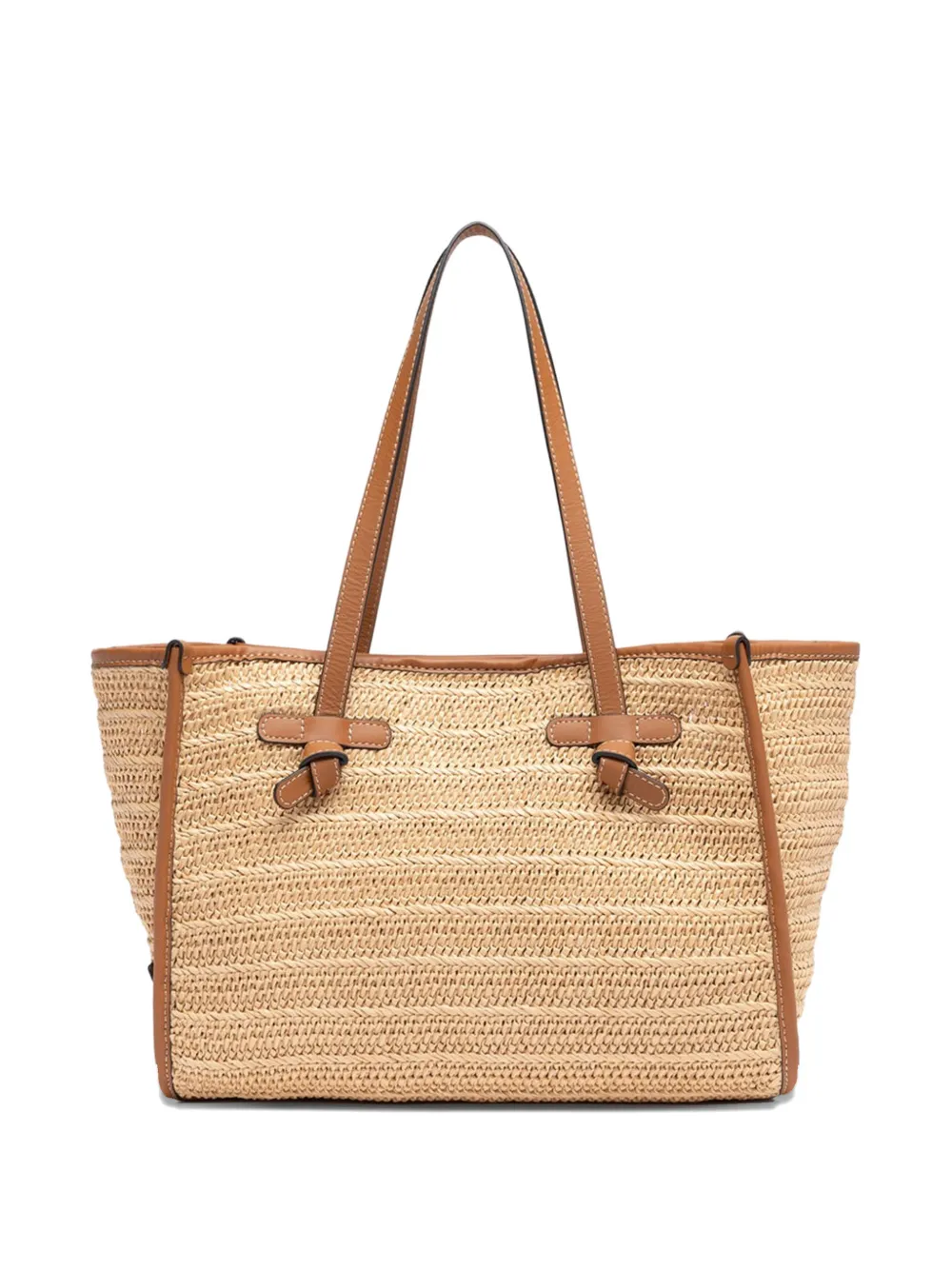 GIANNI CHIARINI Marcella straw-effect tote bag - Beige