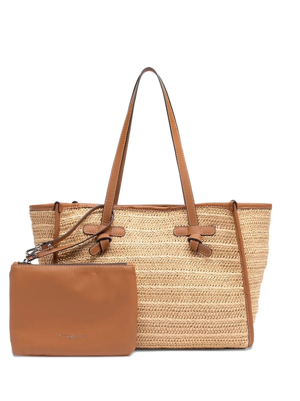 GIANNI CHIARINI Marcella straw-effect tote bag - Toni neutri
