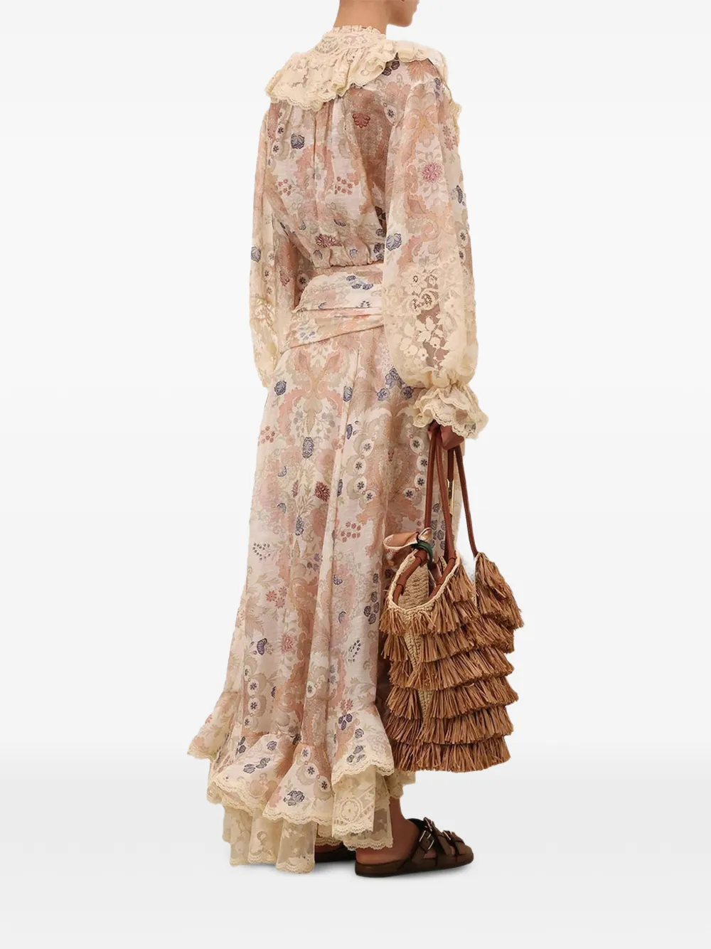ZIMMERMANN Rebellion floral-print lace maxi skirt - Beige