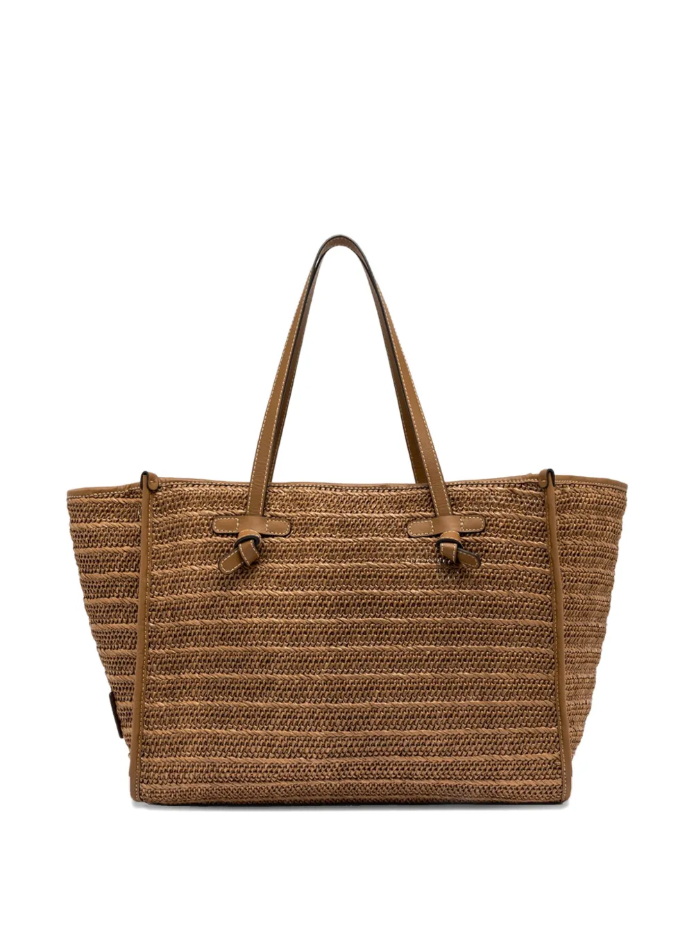 GIANNI CHIARINI Marcella straw-effect tote bag - Bruin