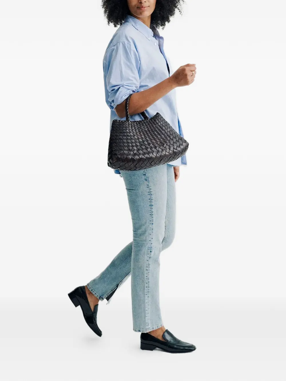 DRAGON DIFFUSION small Santa Croce woven tote bag - Zwart