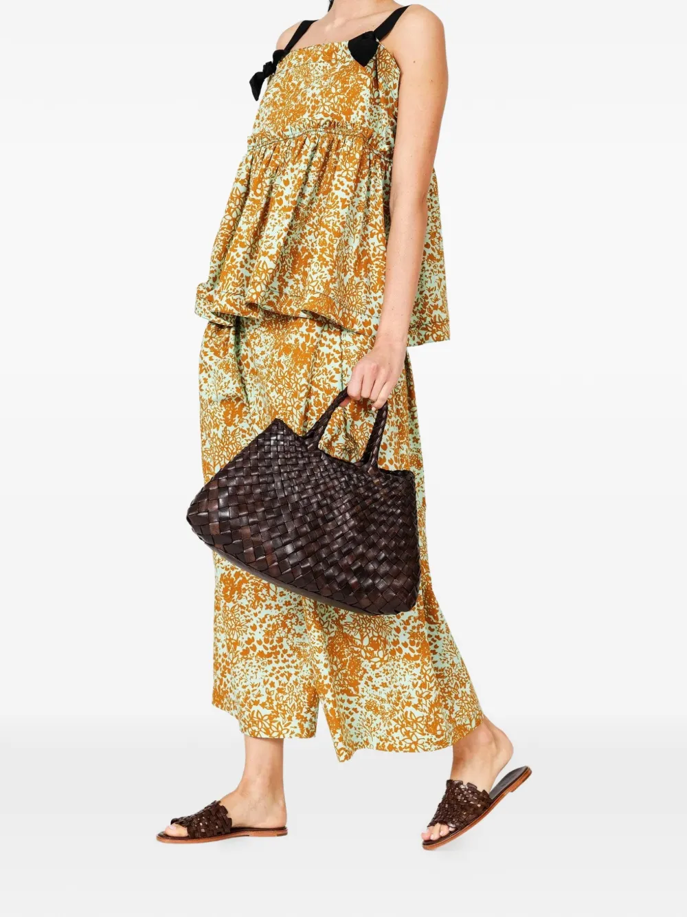 DRAGON DIFFUSION small Santa Croce interwoven tote bag - Bruin