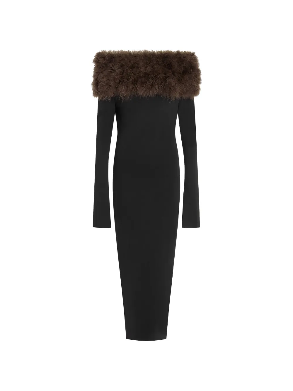 16Arlington Canter feather-trim midi dress - Black