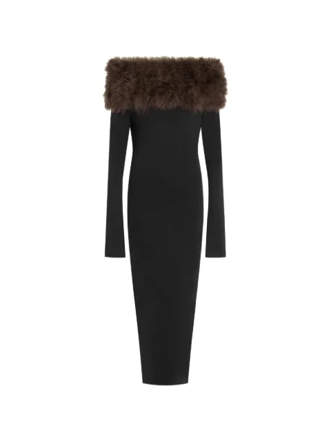 16Arlington Canter feather-trim midi dress
