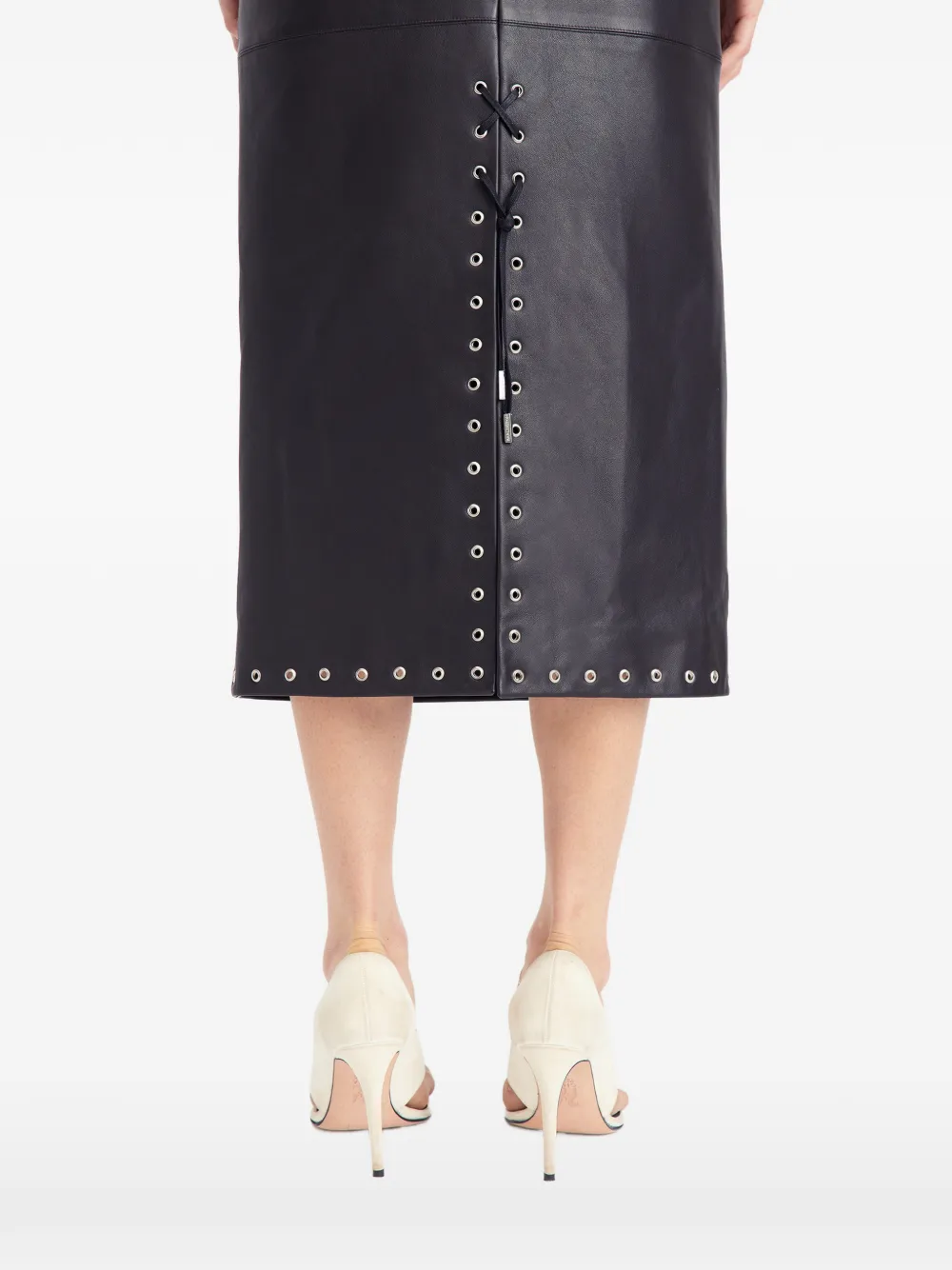 16Arlington Lola leren midi-rok met ringlets Bruin