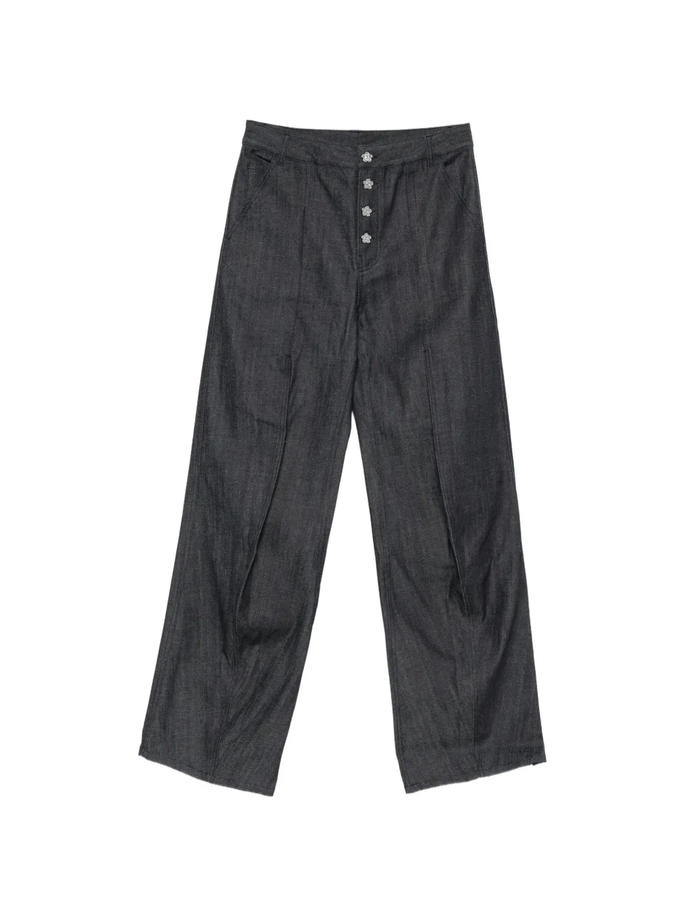 Cecilie Bahnsen flower-button jeans - Blu