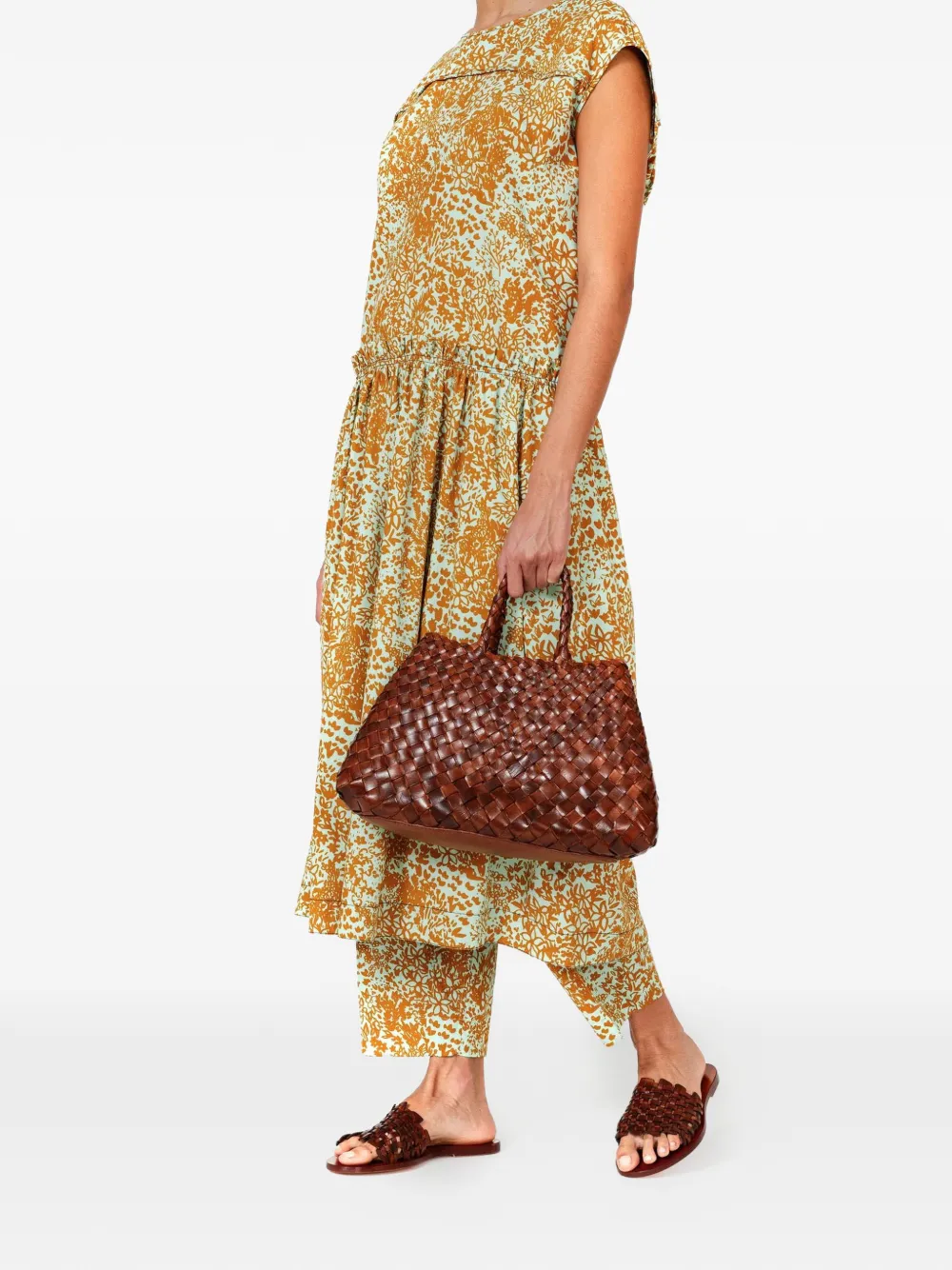 DRAGON DIFFUSION small Santa Croce woven tote bag - Bruin