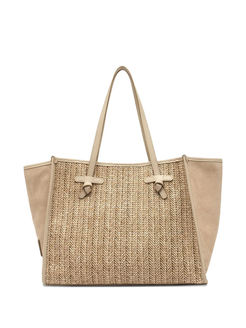 Marcella Herringbone-Straw Tote Bag