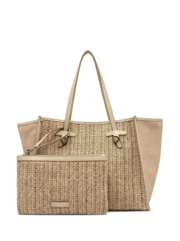 GIANNI CHIARINI Marcella ヘリンボーン ハンドバッグ | ニュートラル
