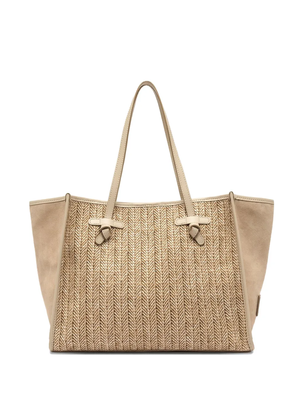GIANNI CHIARINI Marcella herringbone-straw tote bag - Beige
