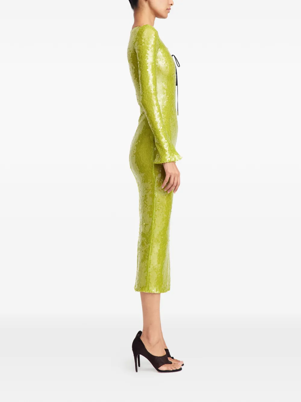 Solaria Sequin Lace-Up Midi Dress