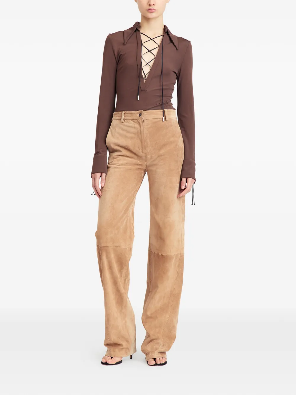  16arlington Pia Lace-up Top - Brown 